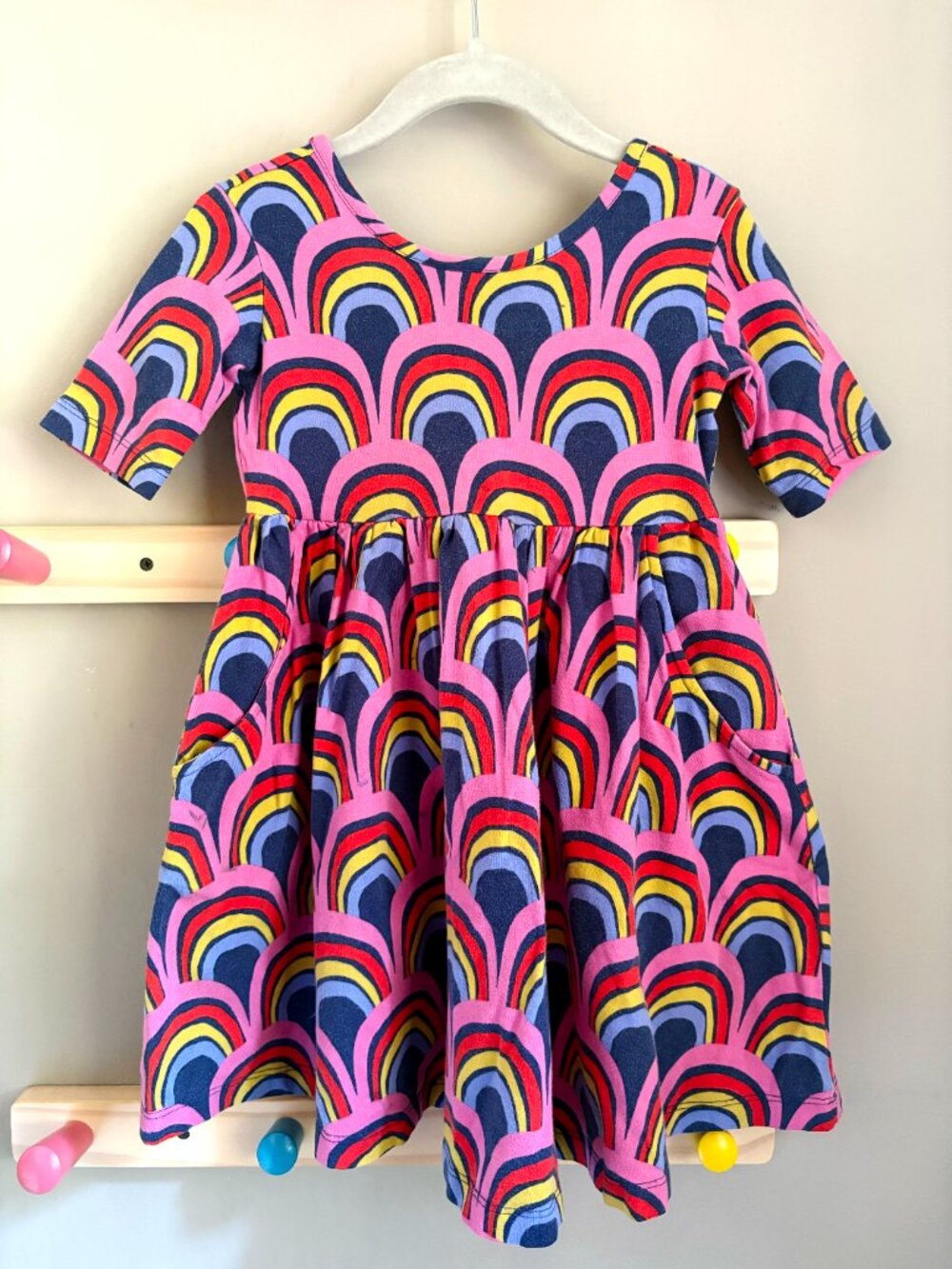 Hanna Andersson Scalloped Rainbow Skater Dress w/ Pockets